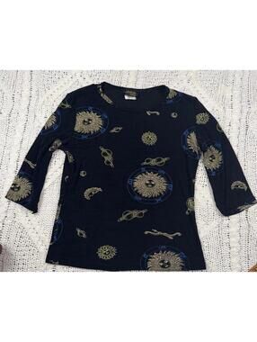 Vintage 90s Celestial Sun Moon Whimsigoth Top - Cardiac Clothing Retro 3/4 Large